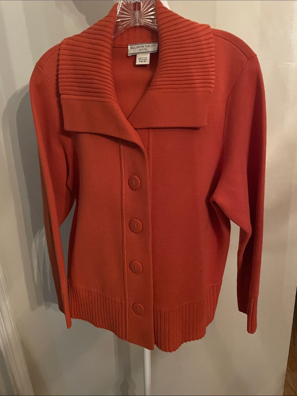 Allison Daley Burnt Orange Button-Front Sweater Cardigan
